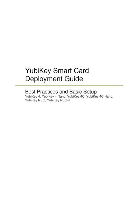 smart card implementation plan|YubiKey Smart Card Deployment Guide – Yubico.